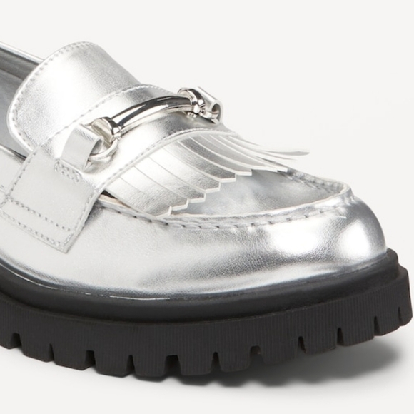 7 • Old Navy • Faux Leather Silver Tassel Chunky Loafer - Picture 4 of 9